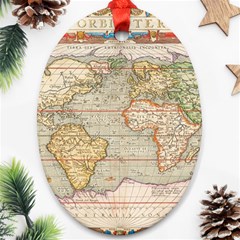 Old World Map Of Continents The Earth Vintage Retro Oval Ornament (two Sides) by uniart180623