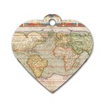 Old World Map Of Continents The Earth Vintage Retro Dog Tag Heart (Two Sides) Front