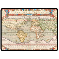 Old World Map Of Continents The Earth Vintage Retro Fleece Blanket (large) by uniart180623