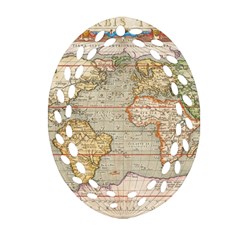 Old World Map Of Continents The Earth Vintage Retro Ornament (oval Filigree) by uniart180623