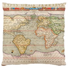 Old World Map Of Continents The Earth Vintage Retro Large Cushion Case (one Side) by uniart180623