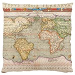 Old World Map Of Continents The Earth Vintage Retro Large Cushion Case (Two Sides) Front