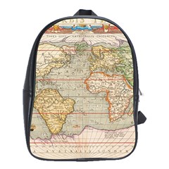 Old World Map Of Continents The Earth Vintage Retro School Bag (xl) by uniart180623