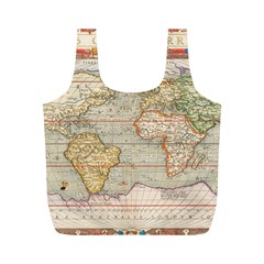 Old World Map Of Continents The Earth Vintage Retro Full Print Recycle Bag (m) by uniart180623