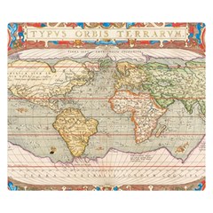 Old World Map Of Continents The Earth Vintage Retro Two Sides Premium Plush Fleece Blanket (small) by uniart180623