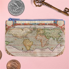 Old World Map Of Continents The Earth Vintage Retro Large Coin Purse by uniart180623