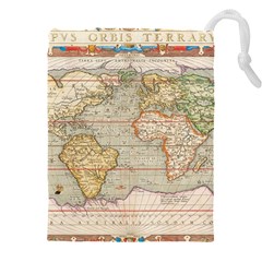 Old World Map Of Continents The Earth Vintage Retro Drawstring Pouch (4xl) by uniart180623