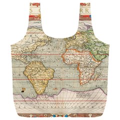 Old World Map Of Continents The Earth Vintage Retro Full Print Recycle Bag (xxl) by uniart180623