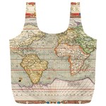 Old World Map Of Continents The Earth Vintage Retro Full Print Recycle Bag (XXXL) Front