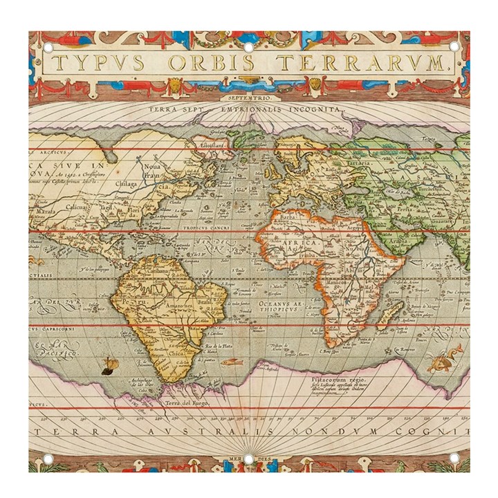 Old World Map Of Continents The Earth Vintage Retro Banner and Sign 4  x 4 