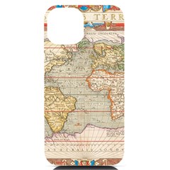 Old World Map Of Continents The Earth Vintage Retro Iphone 14 Black Uv Print Case