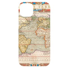 Old World Map Of Continents The Earth Vintage Retro Iphone 14 Plus Black Uv Print Case by uniart180623