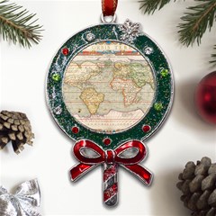 Old World Map Of Continents The Earth Vintage Retro Metal X mas Lollipop With Crystal Ornament by uniart180623