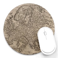 Vintage Map Europe Round Mousepad by uniart180623