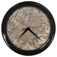 Vintage Map Europe Wall Clock (black) by uniart180623