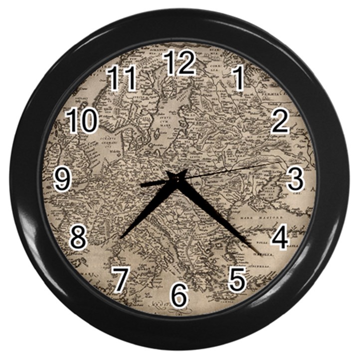 Vintage Map Europe Wall Clock (Black)