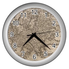 Vintage Map Europe Wall Clock (silver) by uniart180623