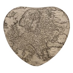 Vintage Map Europe Heart Glass Fridge Magnet (4 Pack) by uniart180623