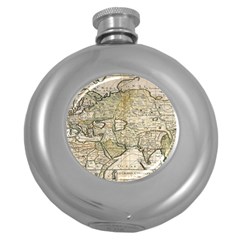 Tartaria Tartaria Empire Map Vintage World Round Hip Flask (5 Oz) by uniart180623