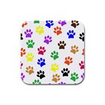 Pawprints-paw-prints-paw-animal Rubber Square Coaster (4 pack) Front