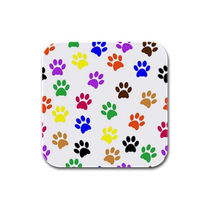 Pawprints-paw-prints-paw-animal Rubber Square Coaster (4 pack)