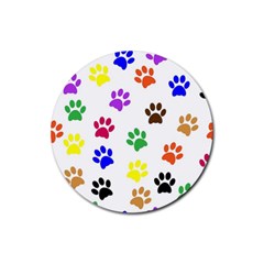 Pawprints-paw-prints-paw-animal Rubber Round Coaster (4 Pack)