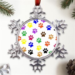 Pawprints-paw-prints-paw-animal Metal Large Snowflake Ornament by uniart180623