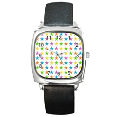 Star-pattern-design-decoration Square Metal Watch by uniart180623