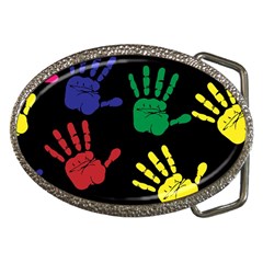 Handprints-hand-print-colourful Belt Buckles by uniart180623