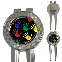 Handprints-hand-print-colourful 3-in-1 Golf Divots by uniart180623