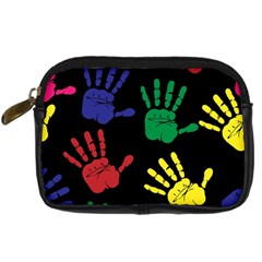 Handprints-hand-print-colourful Digital Camera Leather Case by uniart180623