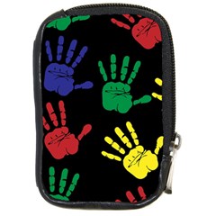 Handprints-hand-print-colourful Compact Camera Leather Case by uniart180623