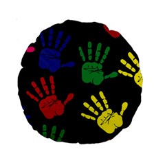 Handprints-hand-print-colourful Standard 15  Premium Round Cushions by uniart180623