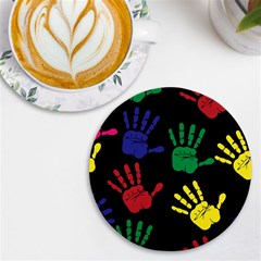 Handprints-hand-print-colourful Uv Print Round Tile Coaster by uniart180623