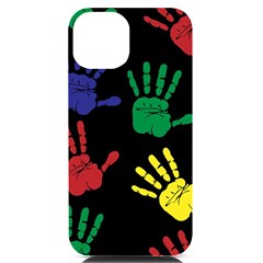 Handprints-hand-print-colourful Iphone 14 Black Uv Print Case by uniart180623