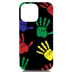 Handprints-hand-print-colourful Iphone 14 Pro Max Black Uv Print Case by uniart180623