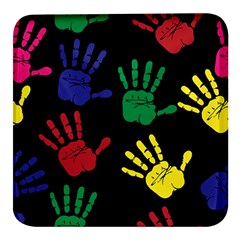 Handprints-hand-print-colourful Square Glass Fridge Magnet (4 Pack) by uniart180623