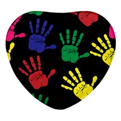 Handprints-hand-print-colourful Heart Glass Fridge Magnet (4 Pack) by uniart180623