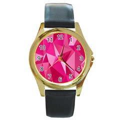 Pattern Halftone Geometric Round Gold Metal Watch