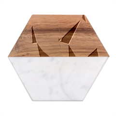 Pattern Halftone Geometric Marble Wood Coaster (hexagon)  by uniart180623