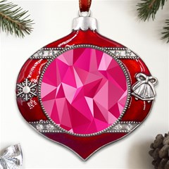 Pattern Halftone Geometric Metal Snowflake And Bell Red Ornament