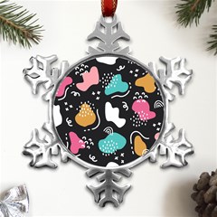 Art Pattern Design Background Print Metal Small Snowflake Ornament by uniart180623