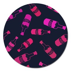 Wine Bottles Background Graphic Magnet 5  (round) by uniart180623