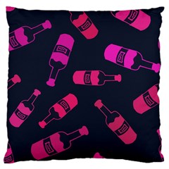 Wine Bottles Background Graphic Large Premium Plush Fleece Cushion Case (two Sides) by uniart180623