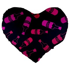 Wine Bottles Background Graphic Large 19  Premium Flano Heart Shape Cushions by uniart180623