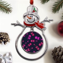 Wine Bottles Background Graphic Metal Snowman Ornament by uniart180623