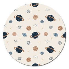 Space Planets Art Pattern Design Wallpaper Magnet 5  (round) by uniart180623