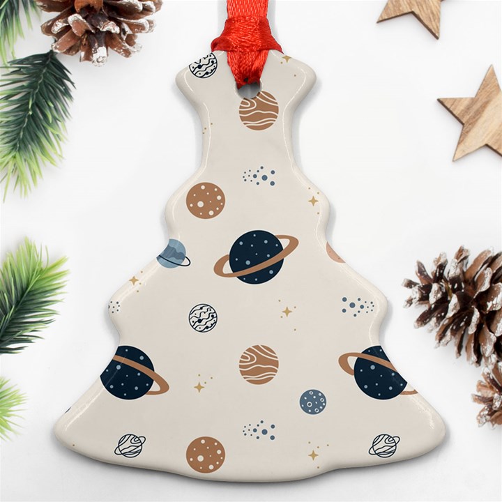 Space Planets Art Pattern Design Wallpaper Ornament (Christmas Tree) 