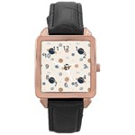 Space Planets Art Pattern Design Wallpaper Rose Gold Leather Watch  Front