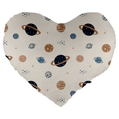 Space Planets Art Pattern Design Wallpaper Large 19  Premium Flano Heart Shape Cushions by uniart180623